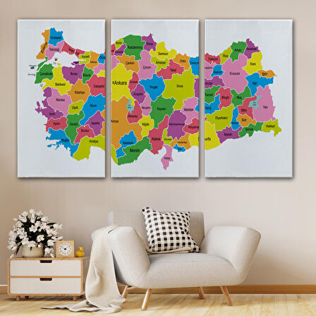 Harita Sepeti Türkiye Haritası Kanvas Tablo Eğitici ve Öretici Dekoratif Tablo Tablo 3113