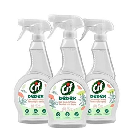 Cif Bebek Çok Amaçlı Yüzey Temizleyici Sprey 500 ml x 3 Adet