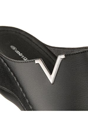 Muya 31148 Z Perla Topuklu Siyah Kadın Terlik