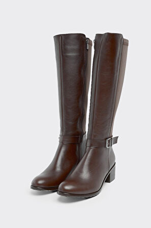 Bilekten Kemerli Hakiki Deri Fermuarlı Kadın Çizme