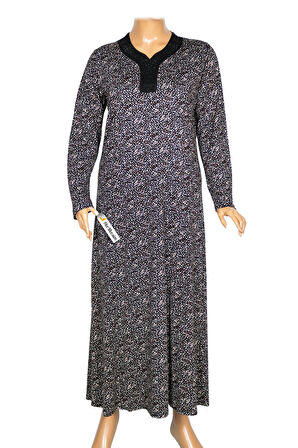 Hesna Kadın Demet Büyük Beden Kuplu Boydan Siyah Elbise Desen 77