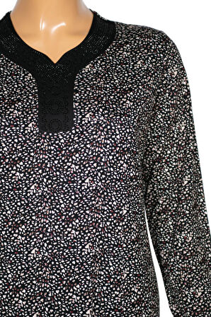 Hesna Kadın Demet Büyük Beden Kuplu Boydan Siyah Elbise Desen 77