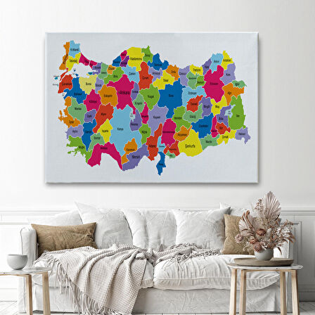 Harita Sepeti Türkiye Haritası Kanvas Tablo Eğitici ve Öretici Dekoratif Tablo Tablo 3117