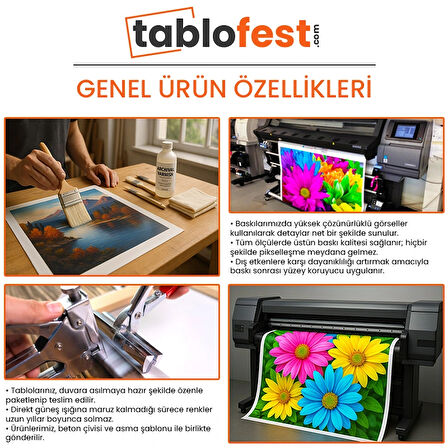 Kalpaklı Atatürk - Kırmızı Bayrak Fonlu Portre Kanvas Tablo
