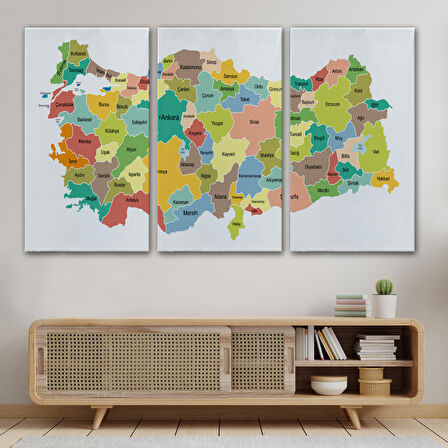 Harita Sepeti Türkiye Haritası Kanvas Tablo Eğitici ve Öretici Dekoratif Tablo Tablo 3118