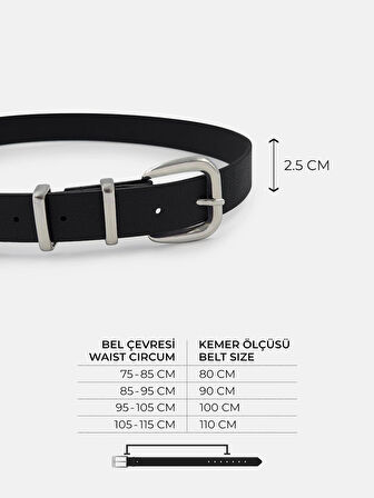 Çift Köprülü Siyah Kadın Kemer