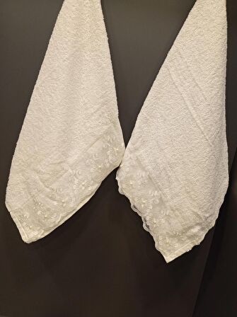 NİVEMESHOME BATİK MOONS KREM NAKIŞLI HAVLU