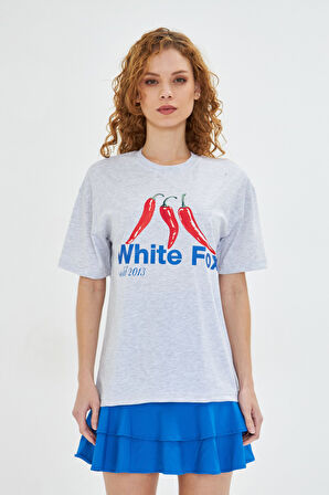 White Fox  Kadın Biber Baskılı Bisiklet Yaka T-shirt