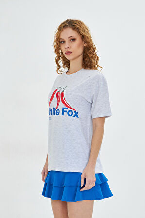 White Fox  Kadın Biber Baskılı Bisiklet Yaka T-shirt