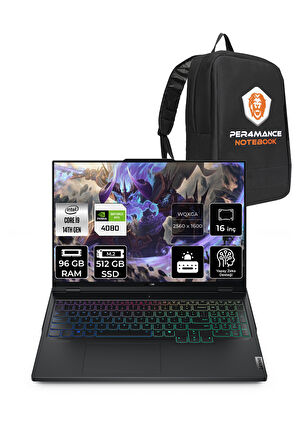 Lenovo Legion Pro 7 i9 14900HX 96GB 512GB SSD RTX4080/12GB 175W 240Hz WQXGA 16" FDOS & PER4 ÇANTA