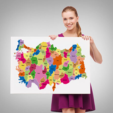 Harita Sepeti Türkiye Haritası Kanvas Tablo Eğitici ve Öretici Dekoratif Tablo Tablo 3120