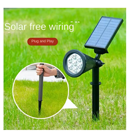 7w Beyaz Işık Güneş Enerjili Solar Çim Bahçe Aydınlatma Armatürü Led Işıklı Çim Aydınlatması