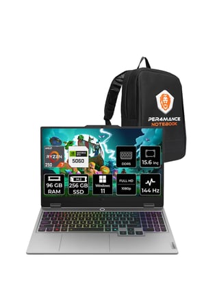 Loq Ryzen 7 250 96GB 256GB SSD RTX5060/8GB 100W 144Hz FHD 15.6" W11P Gaming Laptop & Çanta