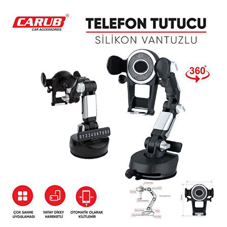 CARUB Telefon Tutucu Akrobat Numaratörlü Vantuzlu