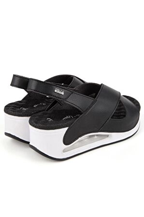 Assos Anatomik Air Max Taban Kadın Cırtlı Sandalet Siyah Beyaz