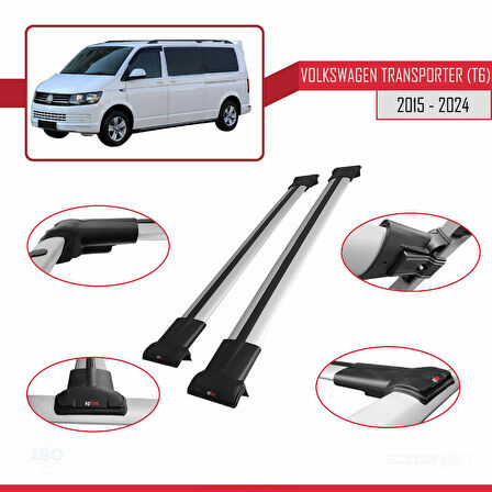 Volkswagen T5 Transporter 2003-2015 Arası ile Uyumlu FLY Model Ara Atkı Tavan Barı Gri 2 Adet