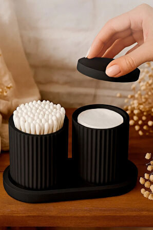 Banyo ve Makyaj Organizer Seti – 4 Parçalı Modern Tasarım, Çizgili Kapaklı Kutu