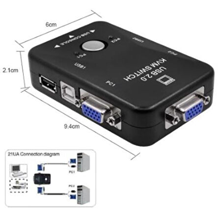 PrimeX PX-2740 USB KVM Switch 2 Port Manuel