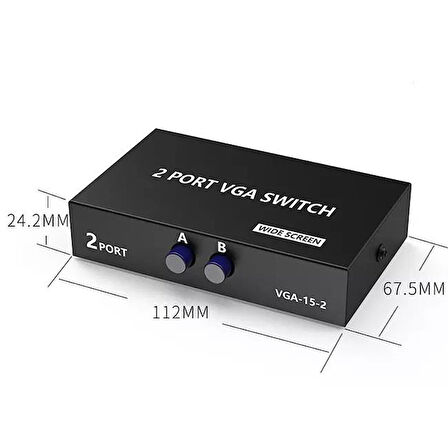 PrimeX PX-1260 2 Port Vga Switch, Vga Splitter, Manuel Vga Switch 2 port (2 PC 1 Ekran)