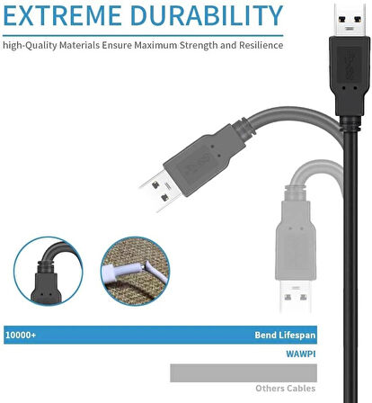 PrimeX PX-USB05 0.5 Metre USB to USB Kablo, Notebook Soğutucu Kablosu, Kısa Usb Kablo