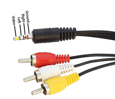 PrimeX PX-4824 3.5 mm Stereo To 3 Rca Dişi Tos Çevirici Dönüştürücü Ses/Görüntü Kablosu, 3.5mm to Rca Görüntü Aktarıcı