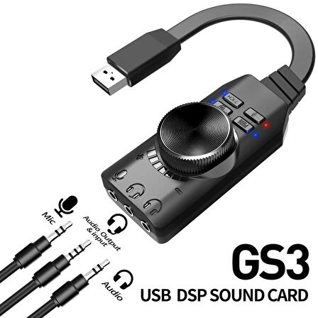 PrimeX PX-GS3 Plextone GS3 Mark II Sanal Gaming 7.1 Kanal USB Ses Kartı, Gaming Ses Kartı PUBG ve Lol Ses Efektleri Dahil, Mikrofon ve 3.5mm Çift Kulaklık Ses Jakı Stereo Ses Kartı Dönüştürücü