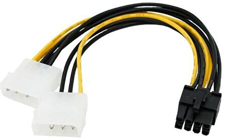 PrimeX PX-4260 2xMolex to 8 PİN Ekran Kartı Güç Kablosu Çevirici, 4pin to 8pin Ekran Kartı Güç Kablosu