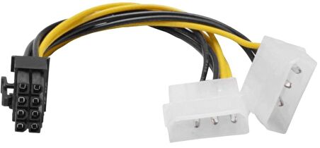 PrimeX PX-4260 2xMolex to 8 PİN Ekran Kartı Güç Kablosu Çevirici, 4pin to 8pin Ekran Kartı Güç Kablosu