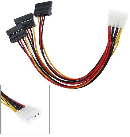 PrimeX PX-5101 3 port Sata Çoklayıcı, Molex to 3xSata Power Hdd/DVD/SSD PSU Güç Kablosu