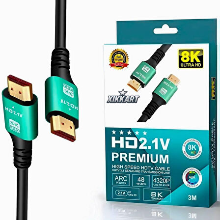 PrimeX PX-H8K01 Fully 1.5m 8K Hdmi Kablo, HDR V2.1 ARC Hdmi Kablo, V2.1 Kablo HDMI