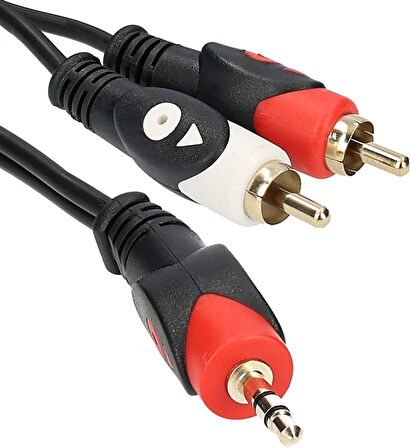 PrimeX PX-AUX5R 3.5mm AUX RCA Ses Kablosu, 5 Metre Aux Ses Sistemi Kablosu, Aux RCA Ses Kablosu