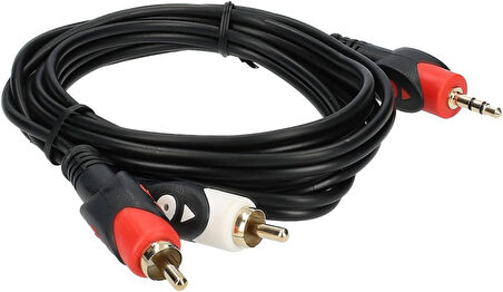 PrimeX PX-AUX3R 3.5mm AUX RCA Ses Kablosu, 3 Metre Aux Ses Sistemi Kablosu, Aux RCA Ses Kablosu