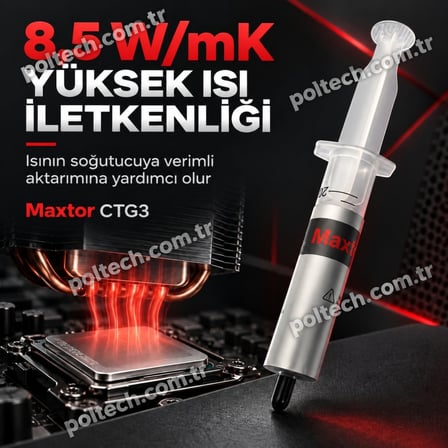 Maxtor CTG3 8.5 W/mK 30Gr Yüksek Performanslı Termal Macun, CPU GPU İşlemci Ekran Kartı İçin, Intel AMD Ryzen NVIDIA Uyumlu Thermal Grease