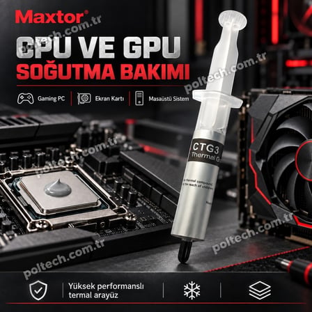 Maxtor CTG3 8.5 W/mK 30Gr Yüksek Performanslı Termal Macun, CPU GPU İşlemci Ekran Kartı İçin, Intel AMD Ryzen NVIDIA Uyumlu Thermal Grease