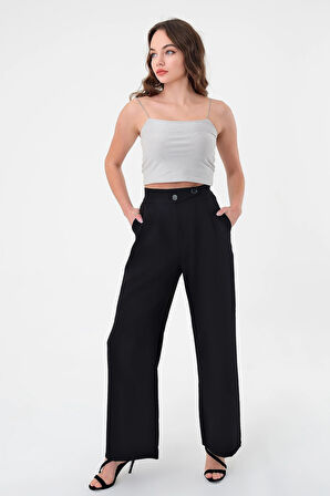 Kadın Siyah Kore Model Palazzo Pantolon