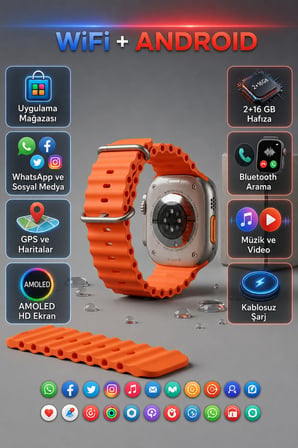 Hello Watch Ultra 2.0 49mm Smart Watch HD Ekran Bluetooth Aramalı Android iOS Uyumlu Akıllı Saat