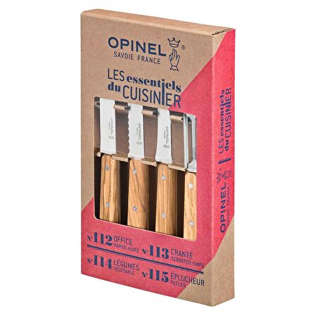 Opinel Essential Mutfak Bıçağı Seti 4'lü Kahverengi 