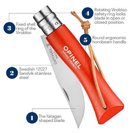 Opinel Inox Trekking 7 No Paslanmaz  Çelik Çakı (Turuncu)