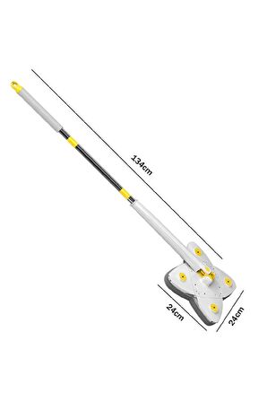 Teleskobik Sap Deterjan Hazneli Dörtgen Mikrofiber Rotary Mop Duvar & Parke