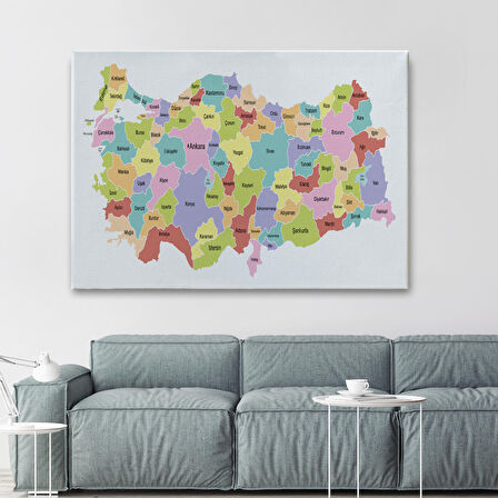 Harita Sepeti Türkiye Haritası Kanvas Tablo Eğitici ve Öretici Dekoratif Tablo Tablo 3123