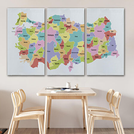 Harita Sepeti Türkiye Haritası Kanvas Tablo Eğitici ve Öretici Dekoratif Tablo Tablo 3123