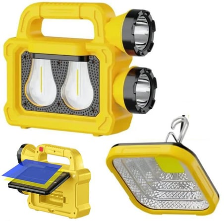 PM-26930 Solar Panelli 6 Işık Modlu Powerbank Özellikli 2400mAh Type C Giriş 5V Led Kamp Feneri