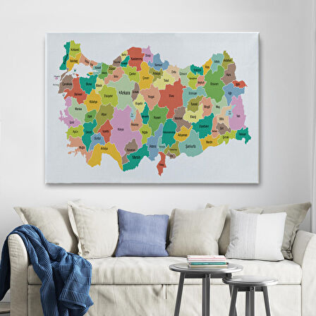 Harita Sepeti Türkiye Haritası Kanvas Tablo Eğitici ve Öretici Dekoratif Tablo Tablo 3124