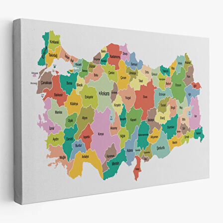 Harita Sepeti Türkiye Haritası Kanvas Tablo Eğitici ve Öretici Dekoratif Tablo Tablo 3124