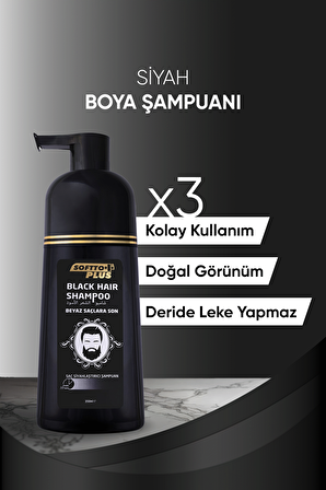 Softto Plus Black Hair 2'li Doğal Görünüm Sağlayan Shampoo 350 ml