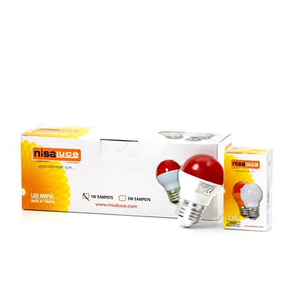 10 ADET 1W E27 KIRMIZI YUVARLAK GECE LAMBASI LED AMPUL EAMP-075 (3126)