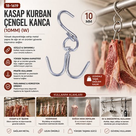 10 ADET 10MM W KASAP KURBAN ÇENGEL KANCA (3126)