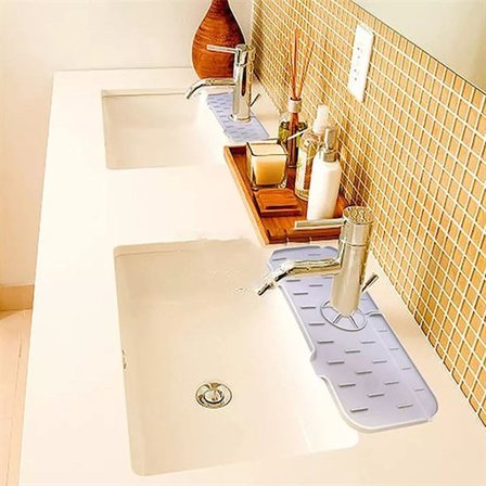 Lavabo İçin Silikon Esnek Mat Musluk Sapı Damlama Tutucu Raf Mutfak Tezgahı Sıçrama Koruma (3126)