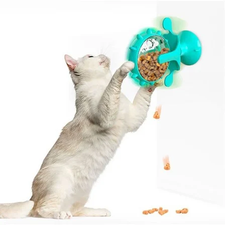 Vantuzlu Zilli İnteraktif Dönebilen Mama Kaplı Renkli Eğlenceli Eğitici Kedi Oyuncağı (3126)