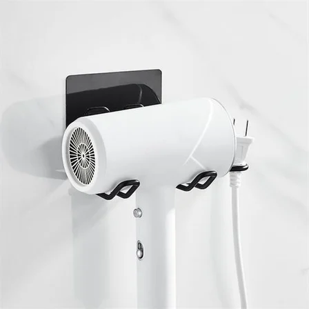 Fön Makine Askısı Siyah Yapışkanlı Fön Makine Tutucu (3126)